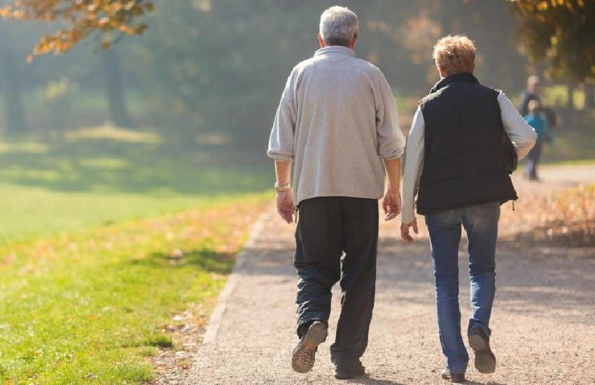 Older people walking in the park