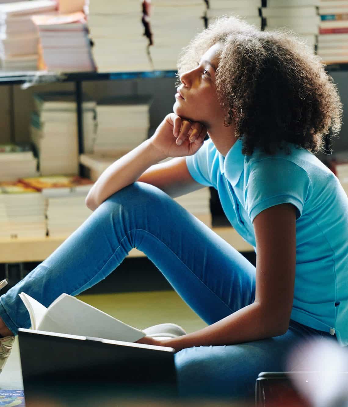 Dreamy Girl In Library