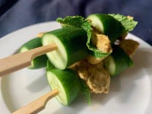 Yoghurt Chicken, Cucumber and Mint Kebabs