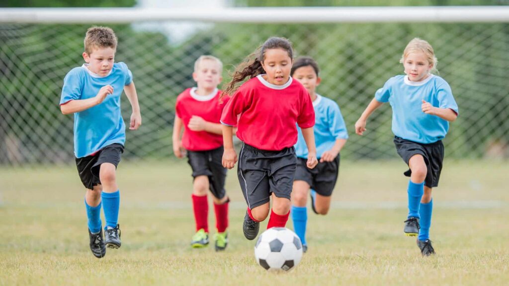 Children playing football