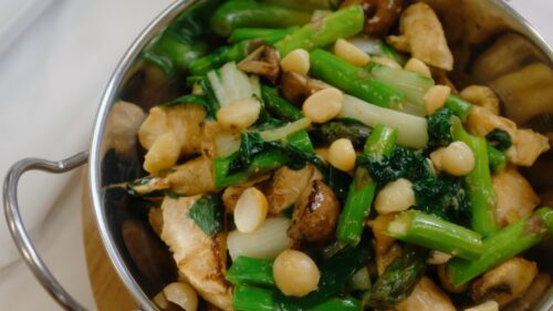 Chicken and macadamia stir fry