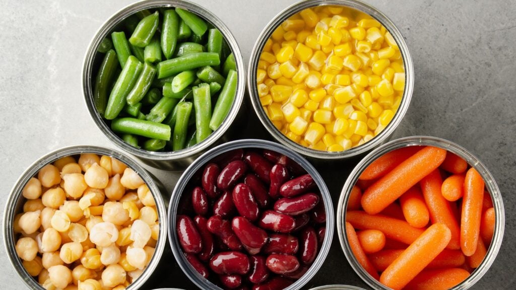 Canned vegetables and legumes
