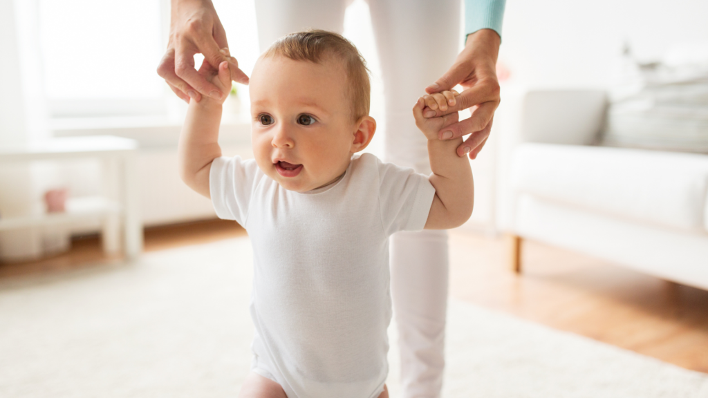 A baby learning to walk