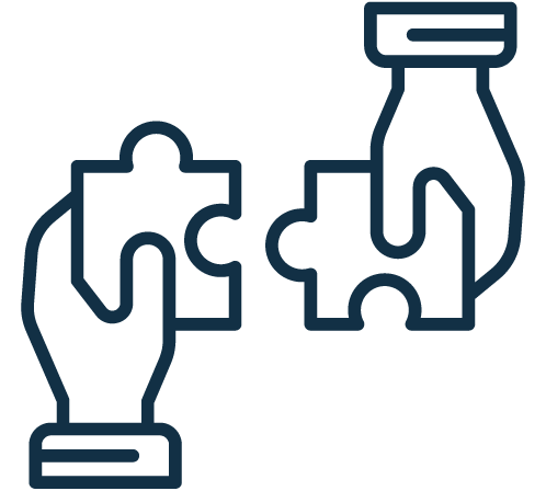 An icon of two puzzle pieces fitting together