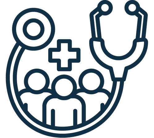 An icon with a stethoscope and people