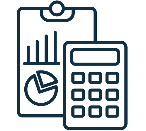 An icon with a calculator and spreadsheet