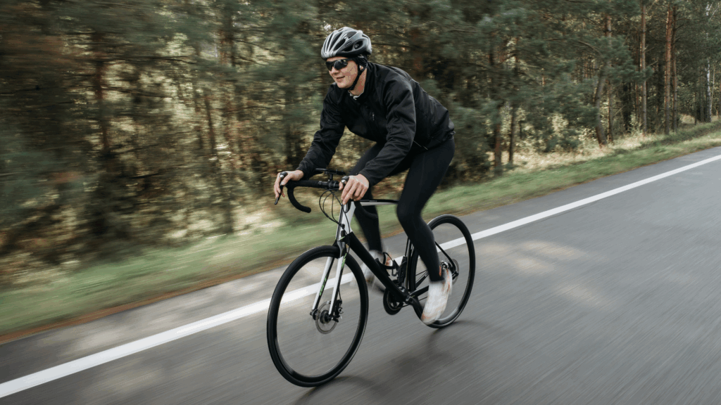 Individual bike riding in hinterlands.