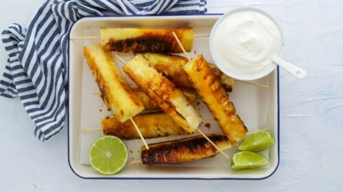 Caramelized pineapple skewers