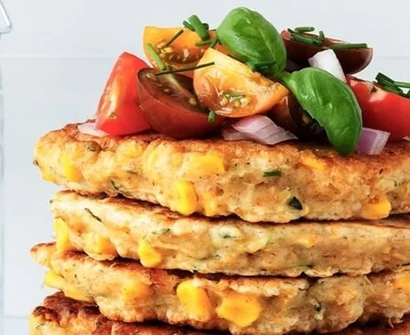 Chickpea, Corn and Zucchini Fritters