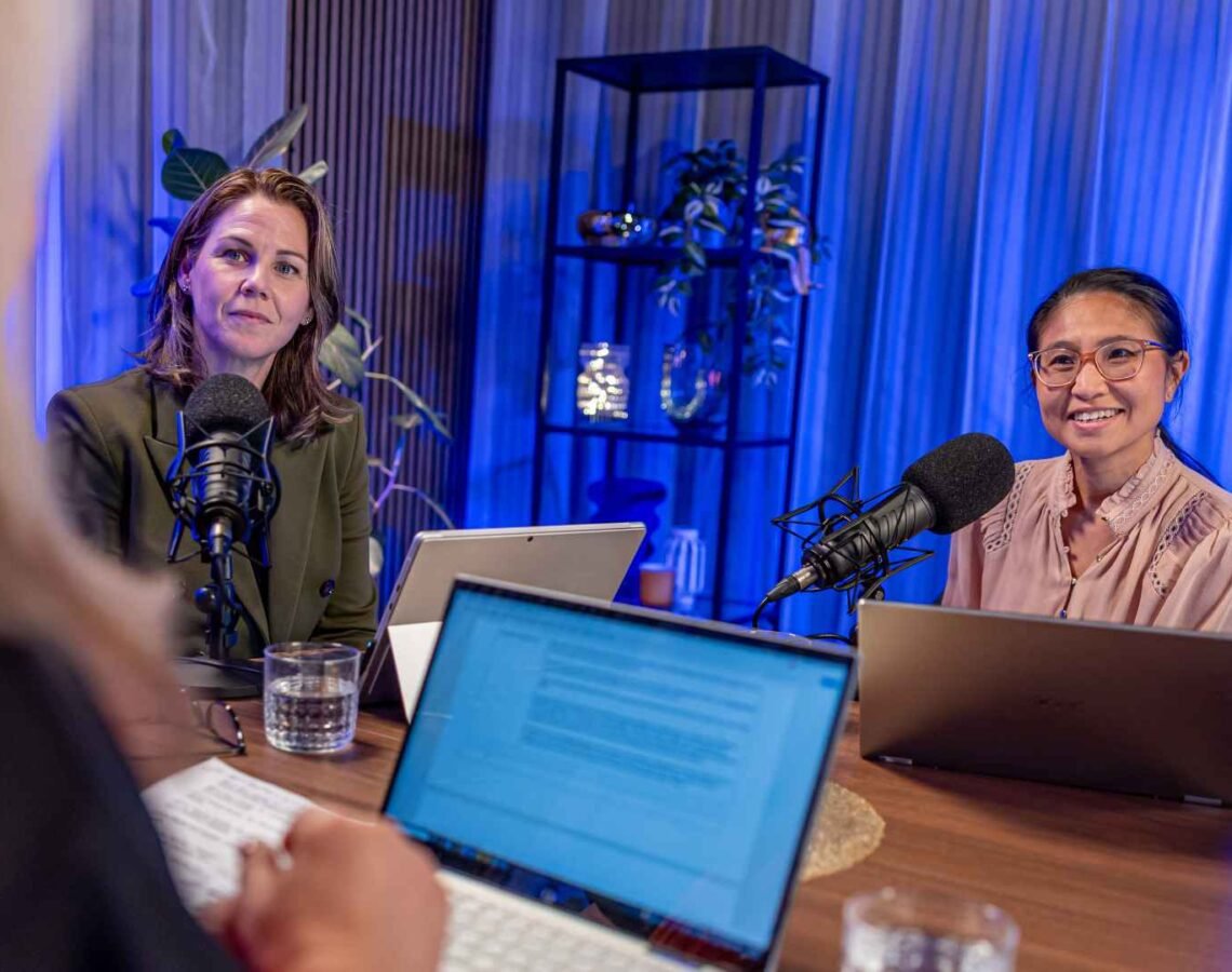 Three women in podcast setting for Clinician’s Guide to Women and Girls’ Health