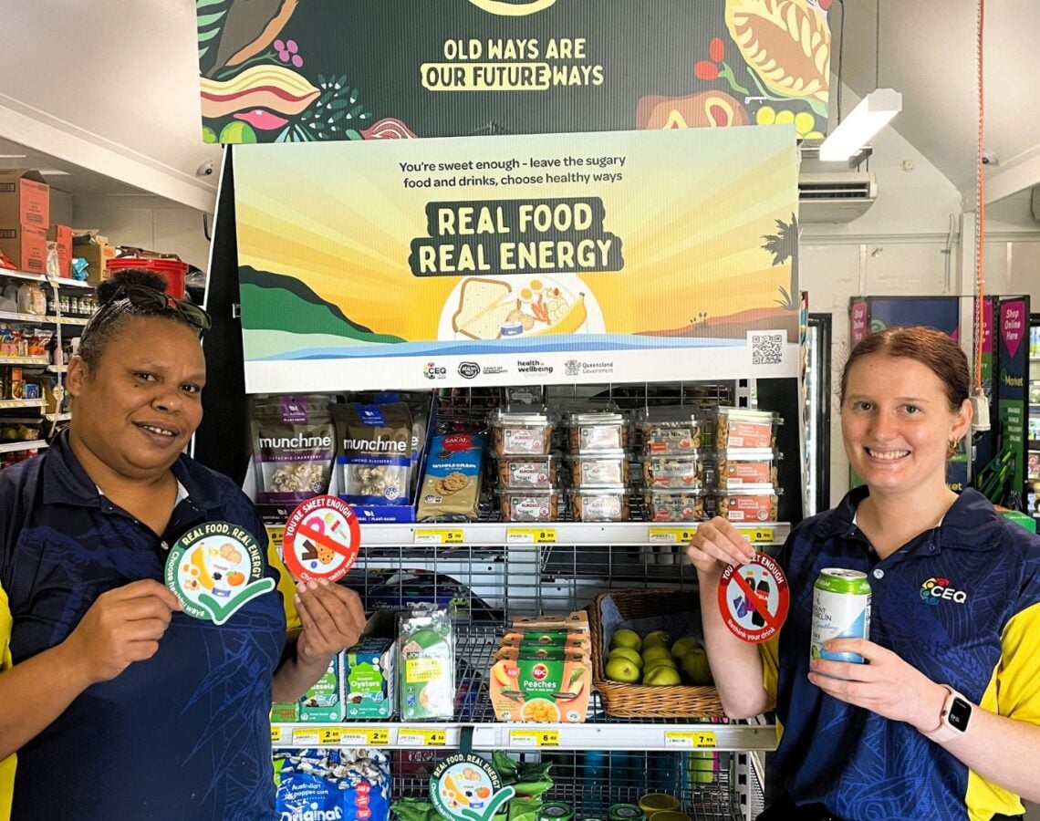 Healthy Ways display at the end of the supermarket aisle