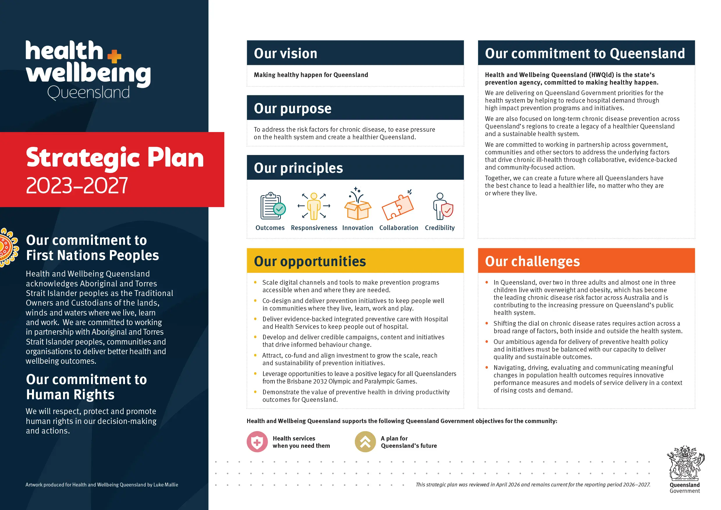 Health and Wellbeing Queensland Strategic Plan 2023–2027 (updated April 2026)