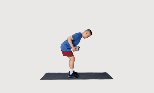 Rows using drink bottles as weights