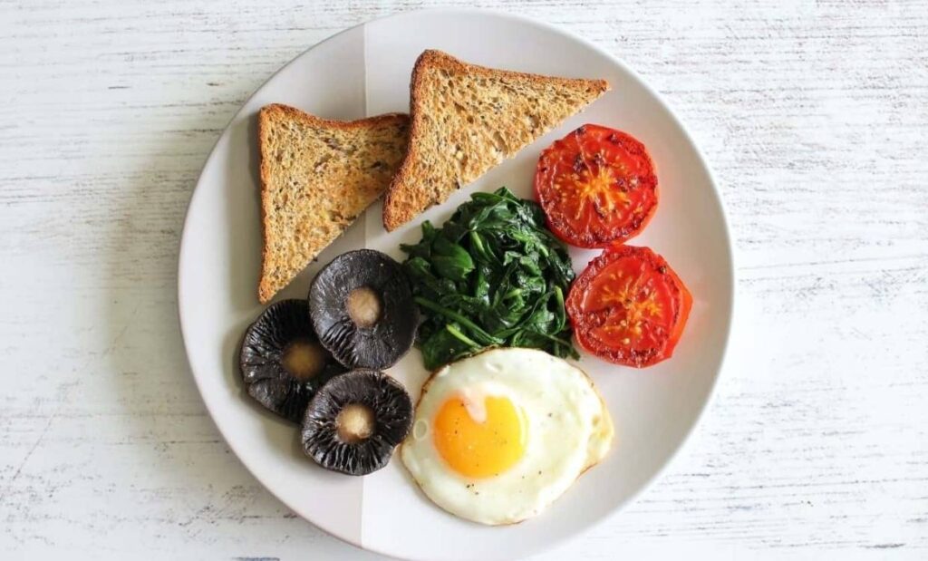 Grilled vegetarian breakfast on a plate