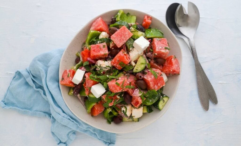 Watermelon and fetta salad