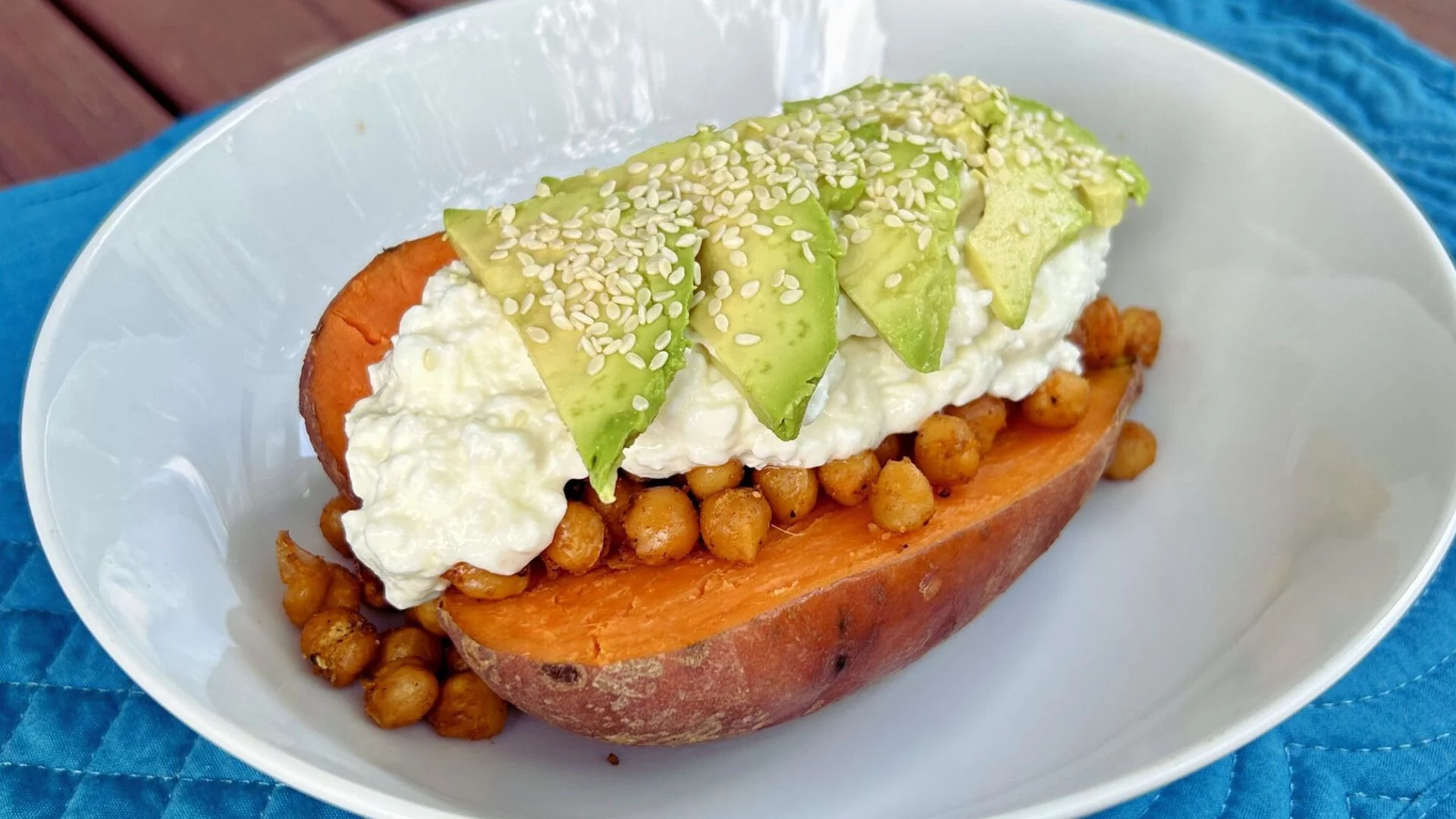 Sweet potato and cottage cheese boats