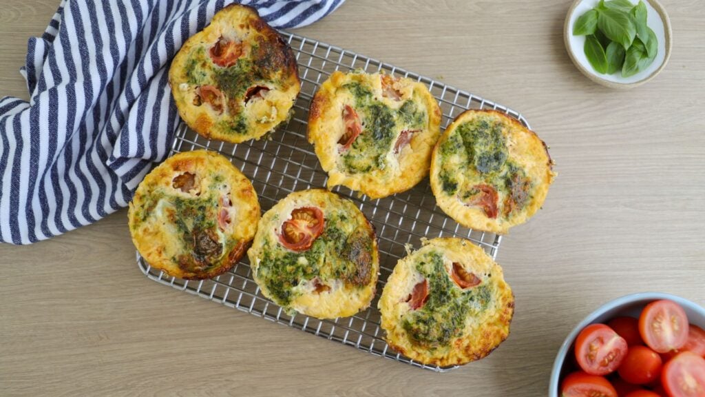 6 cottage cheese muffins on cooling rack