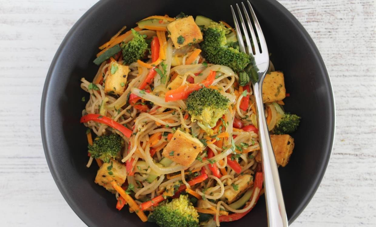 Tofu, Noodle and Vegetable Stir Fry
