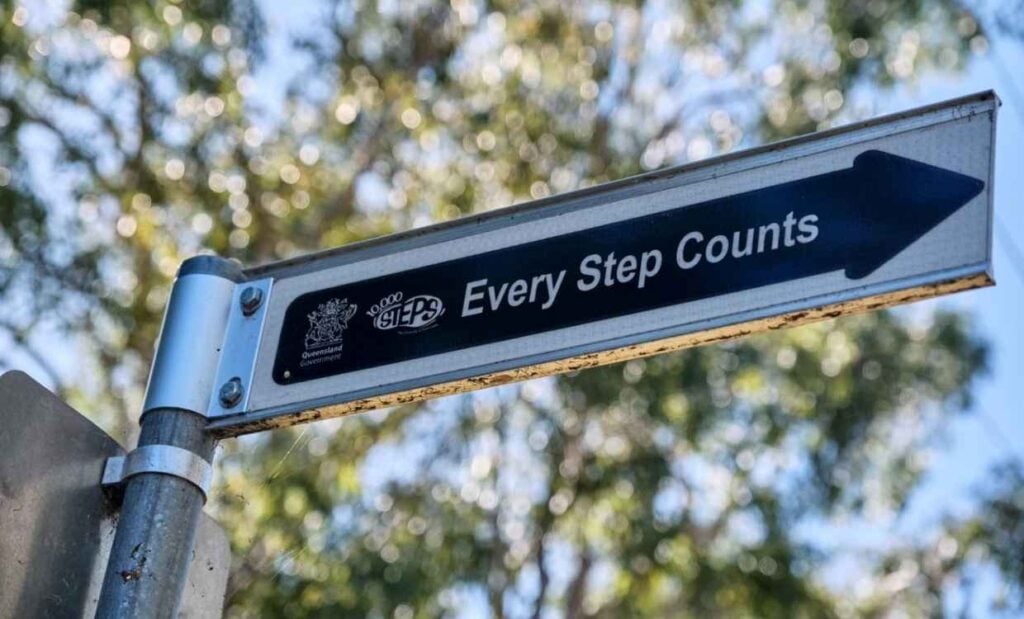 10,000 Steps Every step counts street sign