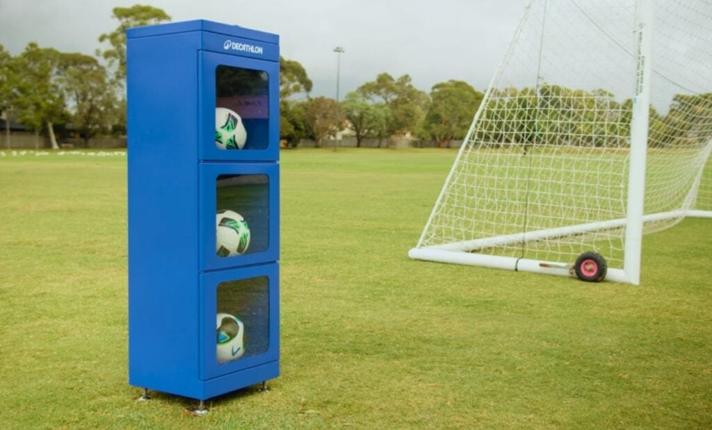 SportsBox filled with soccer balls on local soccer field
