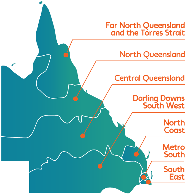 Map of Pick of the Crop Department of Education Districts in Queensland