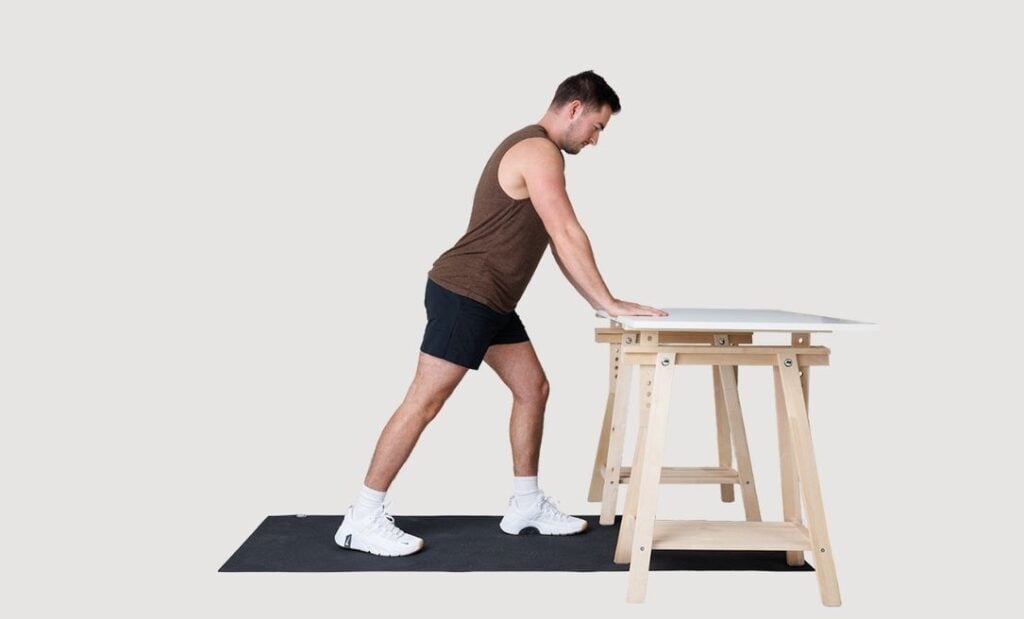 Desk stretches standing calf stretch